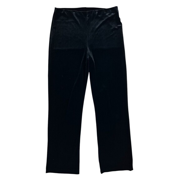 Muse Straight Leg Pull-on Velour Pants  Women's 8  Black Stretch Velvet - Picture 1 of 7